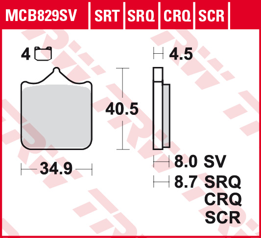 TRW Bremsbeläge Sinter Road & Track MCB829SV