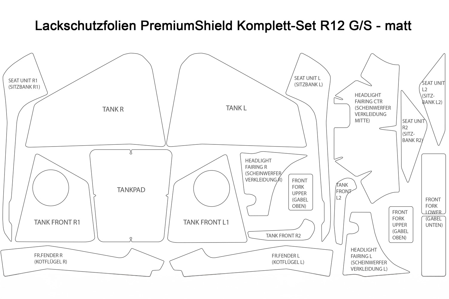 Lámina protectora de pintura PremiumShield BMW R 12 G/S – juego completo